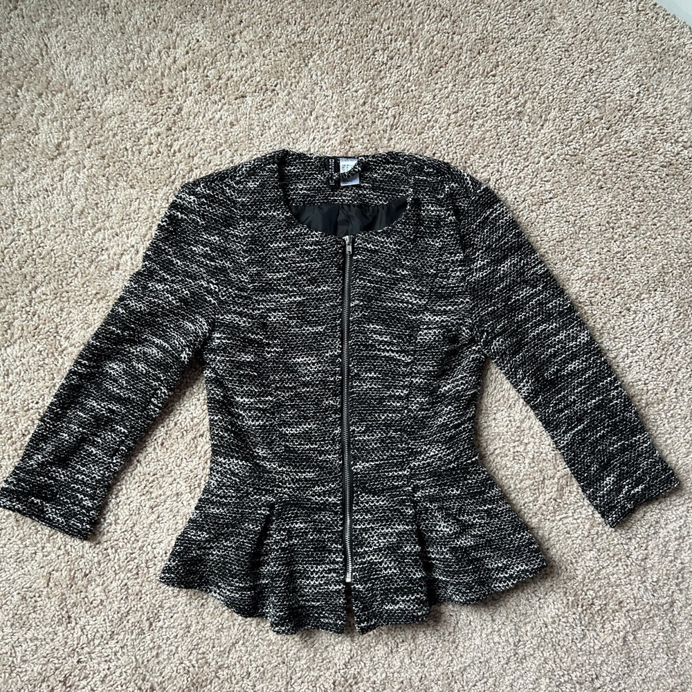 H&M Black and Gray Textured Blazer